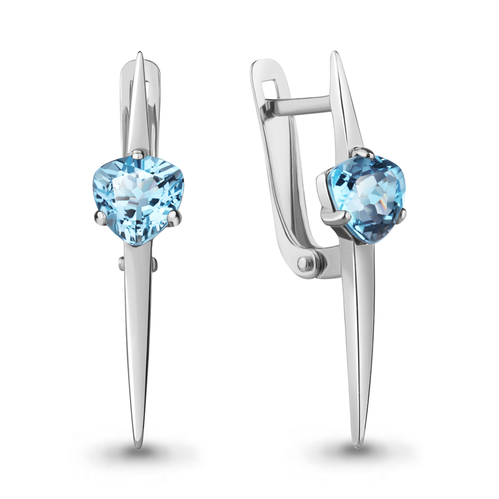 4773505 Серьги из Серебра с топазами свисс блю