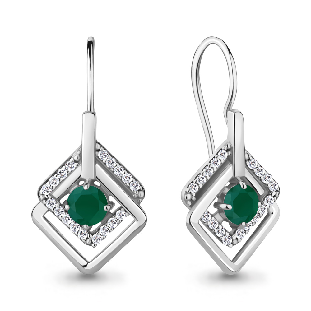 4773909А Серьги из Серебра с агатами, фианитами