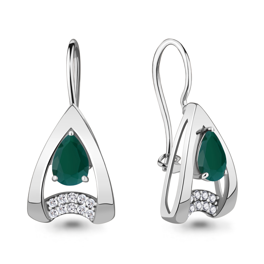 4774709А Серьги из Серебра с агатами, фианитами