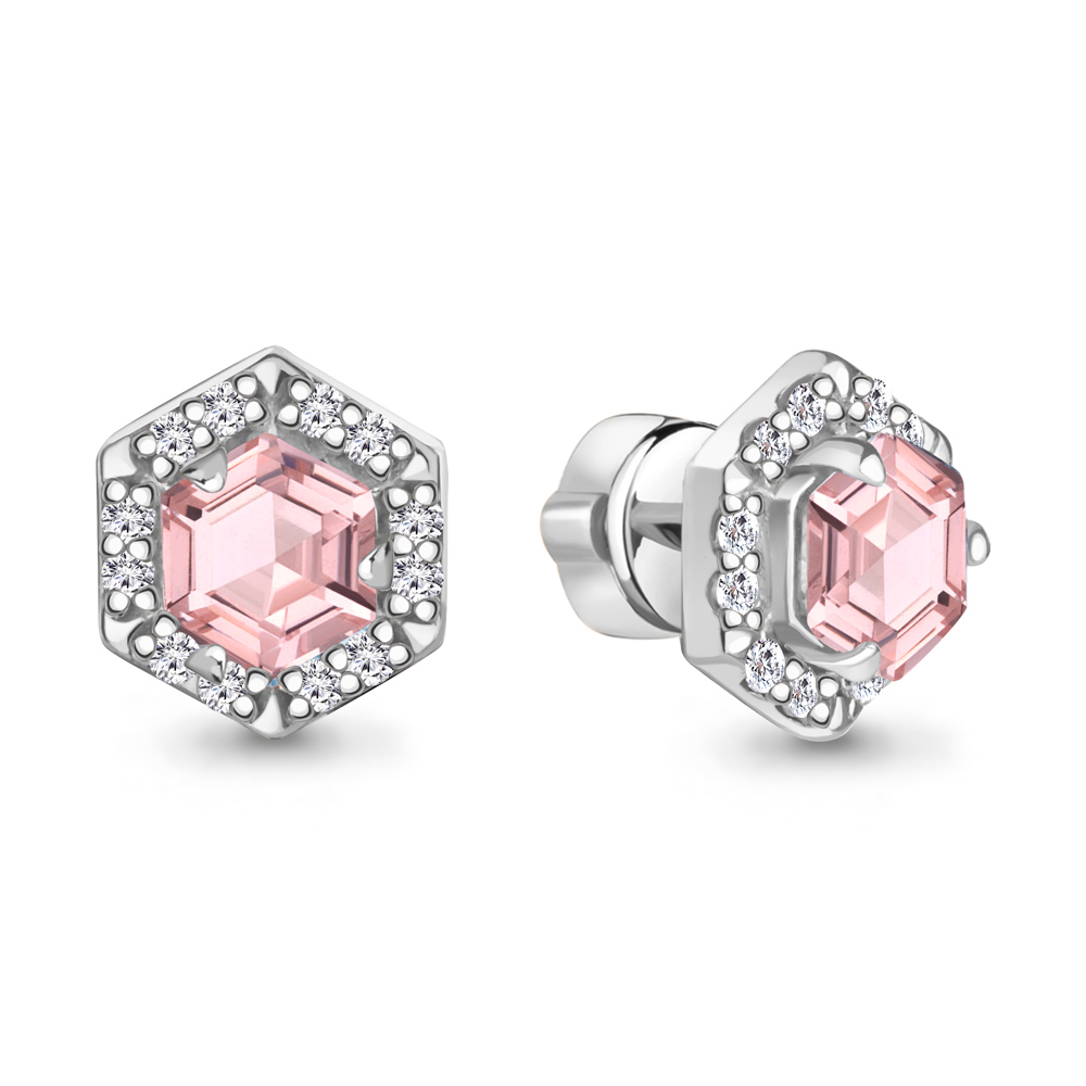 4775390А Серьги из Серебра с наноморганитами, фианитами