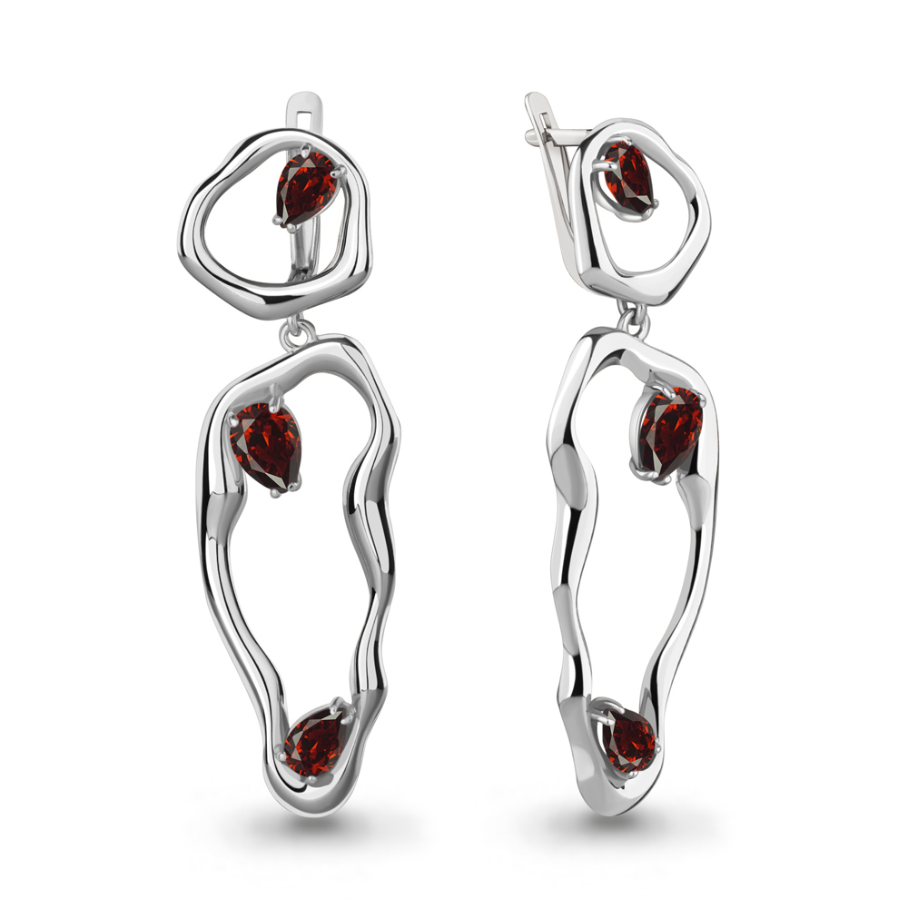 4775803 Серьги из Серебра с гранатами
