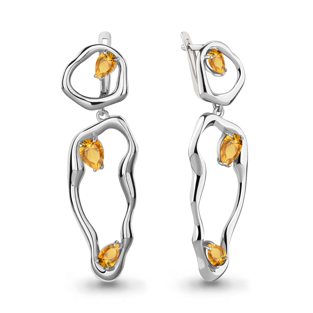 4775806 Серьги из Серебра с цитринами
