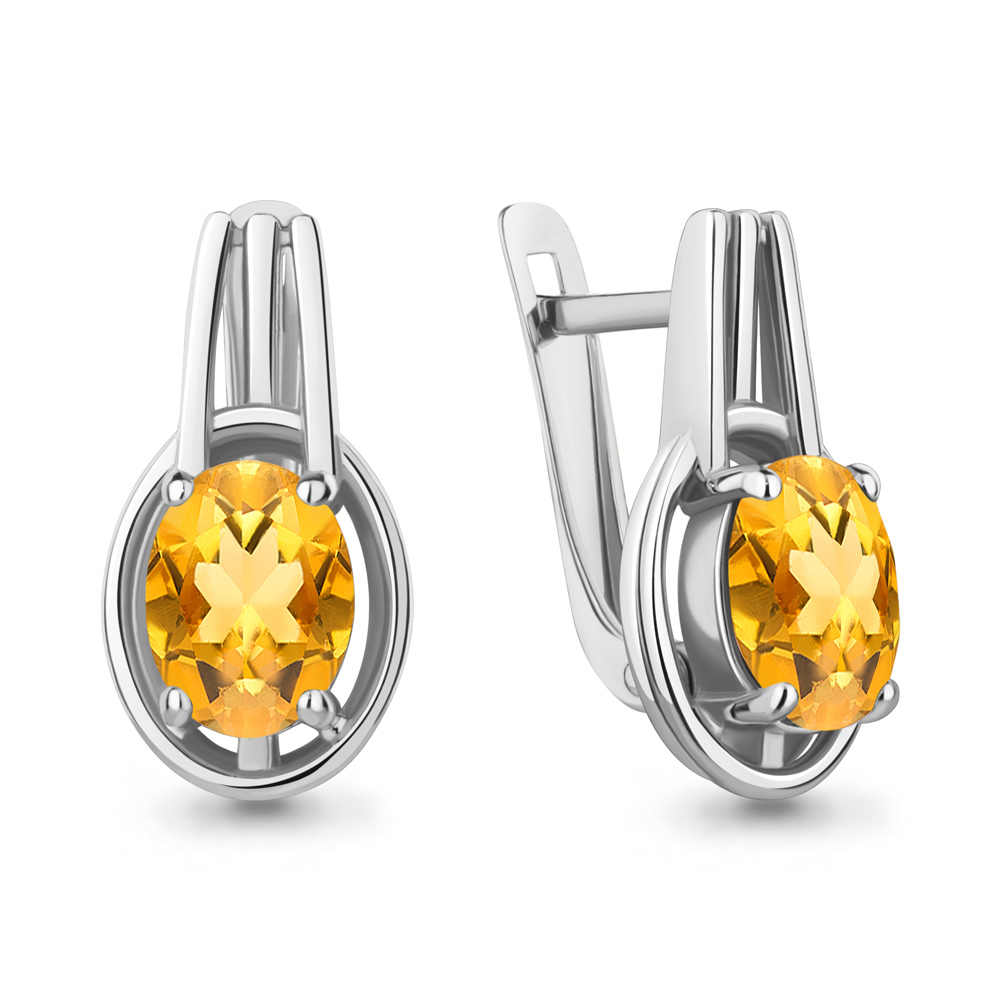 4776006 Серьги из Серебра с цитринами