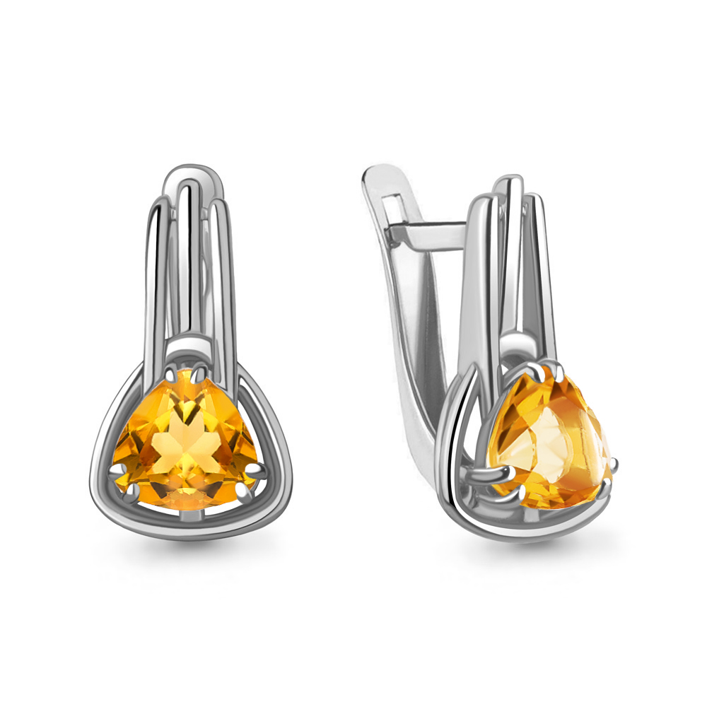 4776106 Серьги из Серебра с цитринами