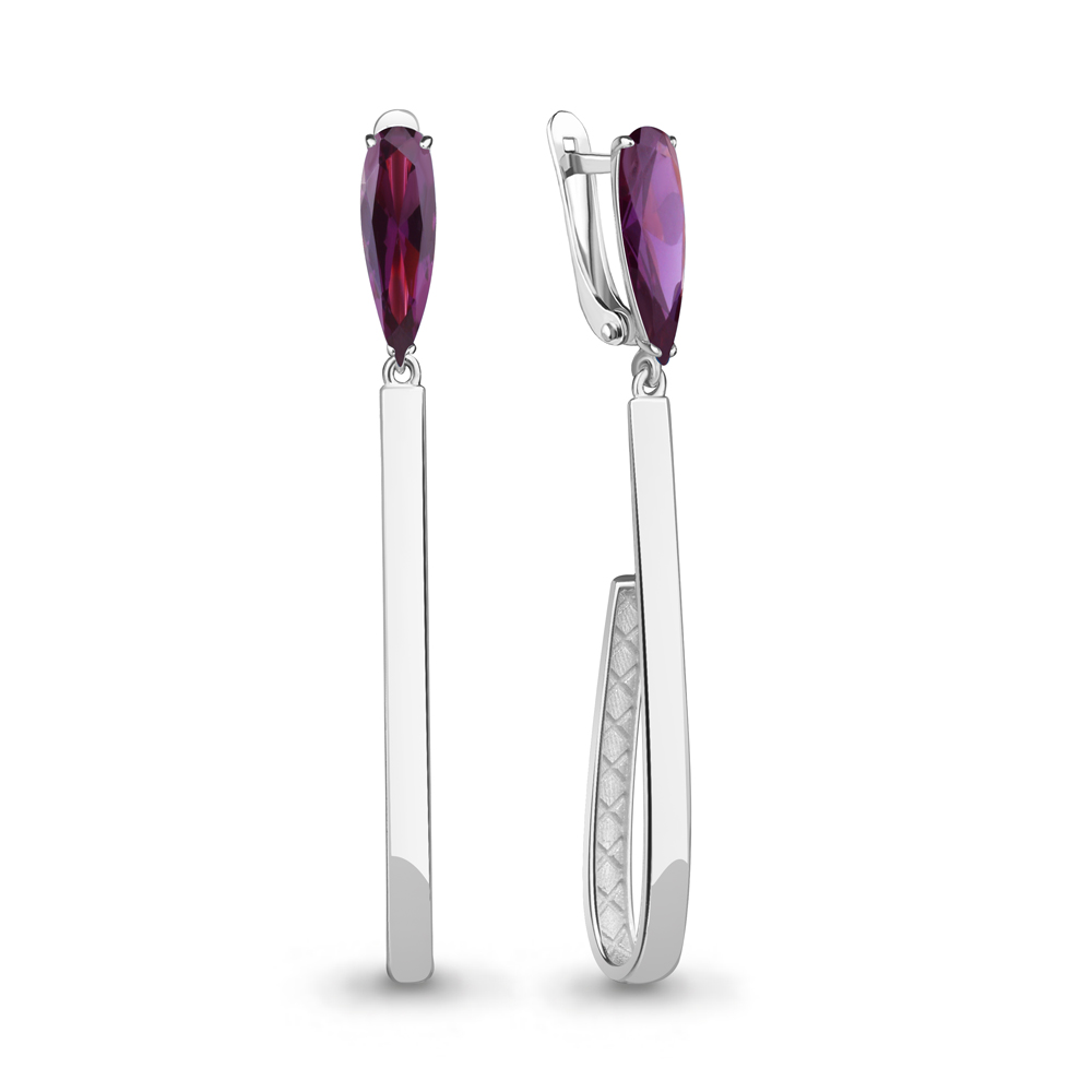 4776384 Серьги из Серебра с наноаметистами иск.