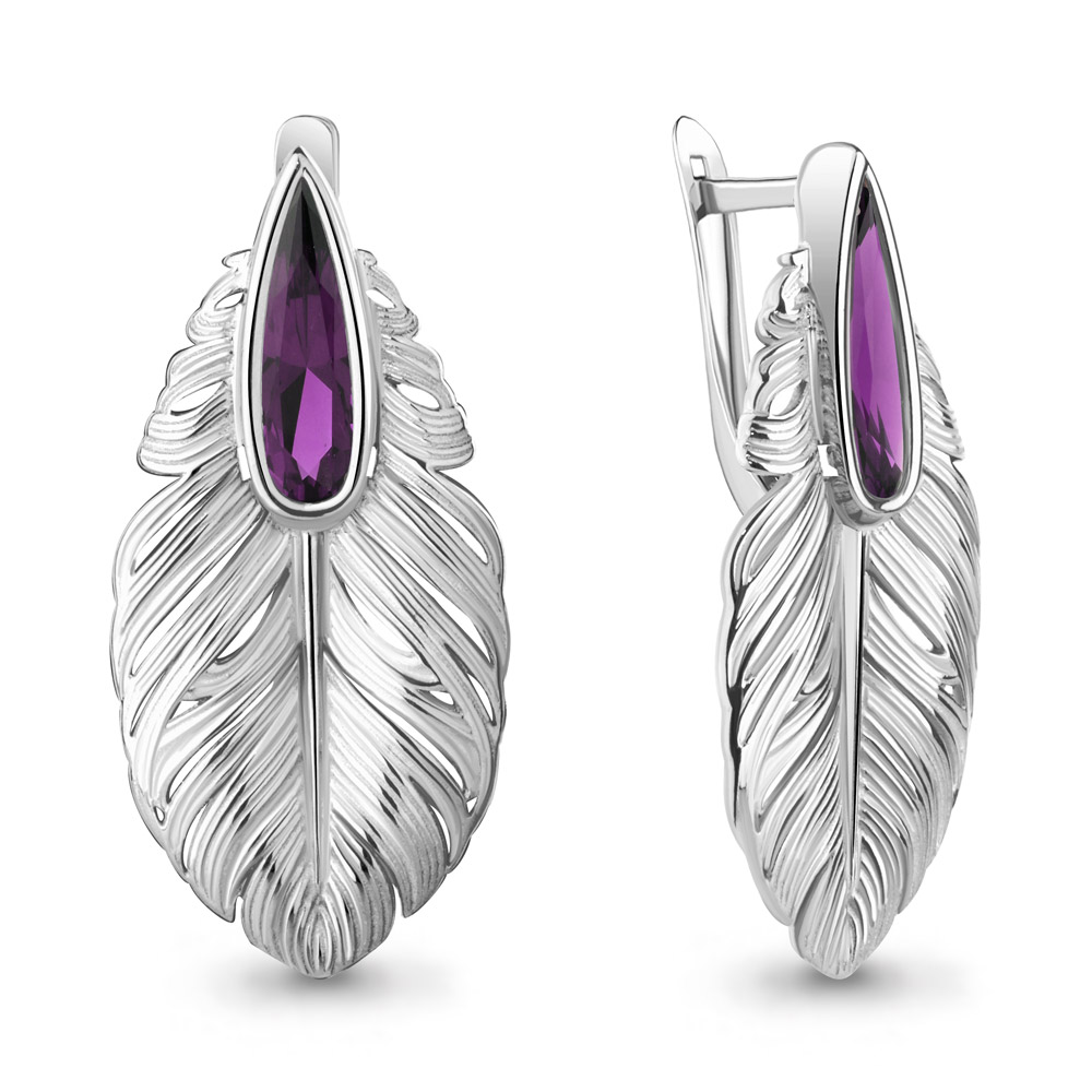 4778284 Серьги из Серебра с наноаметистами иск.