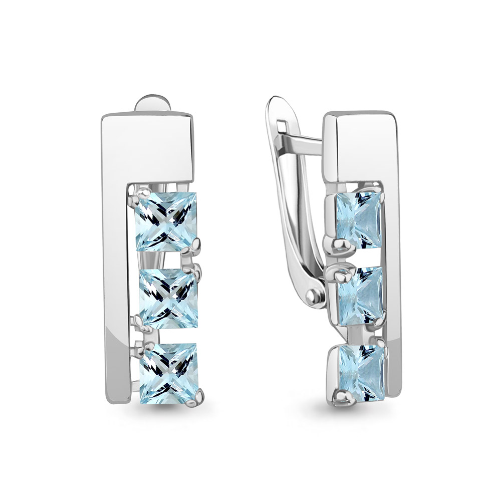 4779102 Серьги из Серебра с топазами скай блю