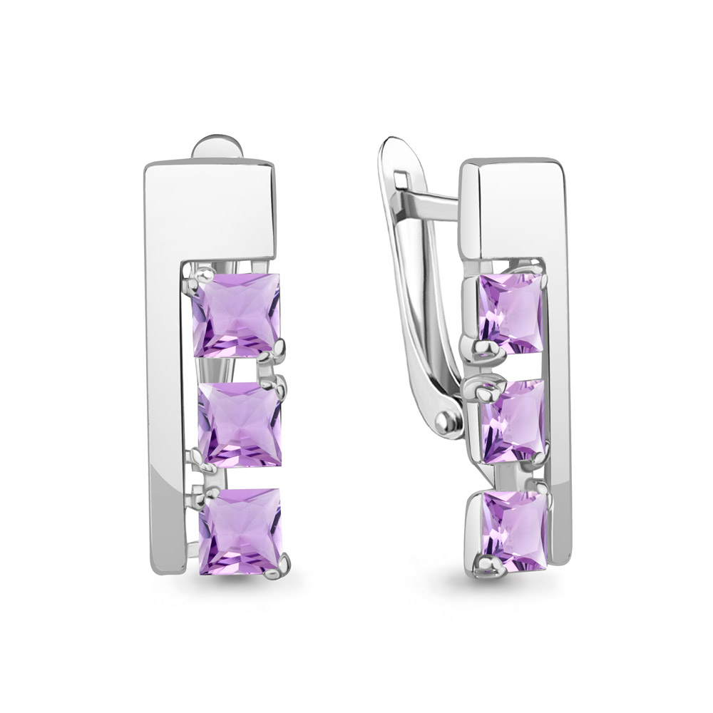 4779104 Серьги из Серебра с аметистами