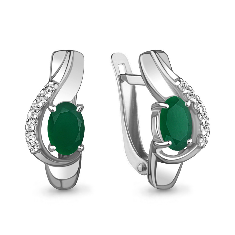 4780009А Серьги из Серебра с агатами, фианитами