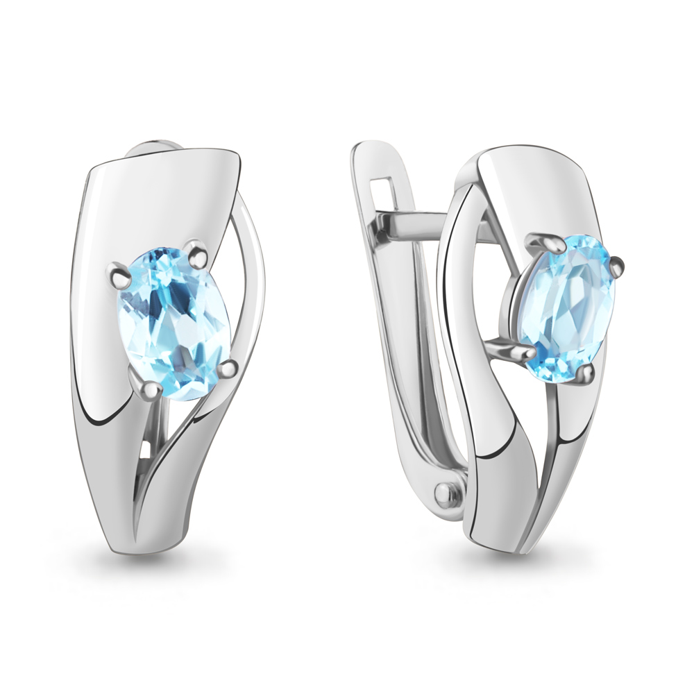 4780102 Серьги из Серебра с топазами скай блю