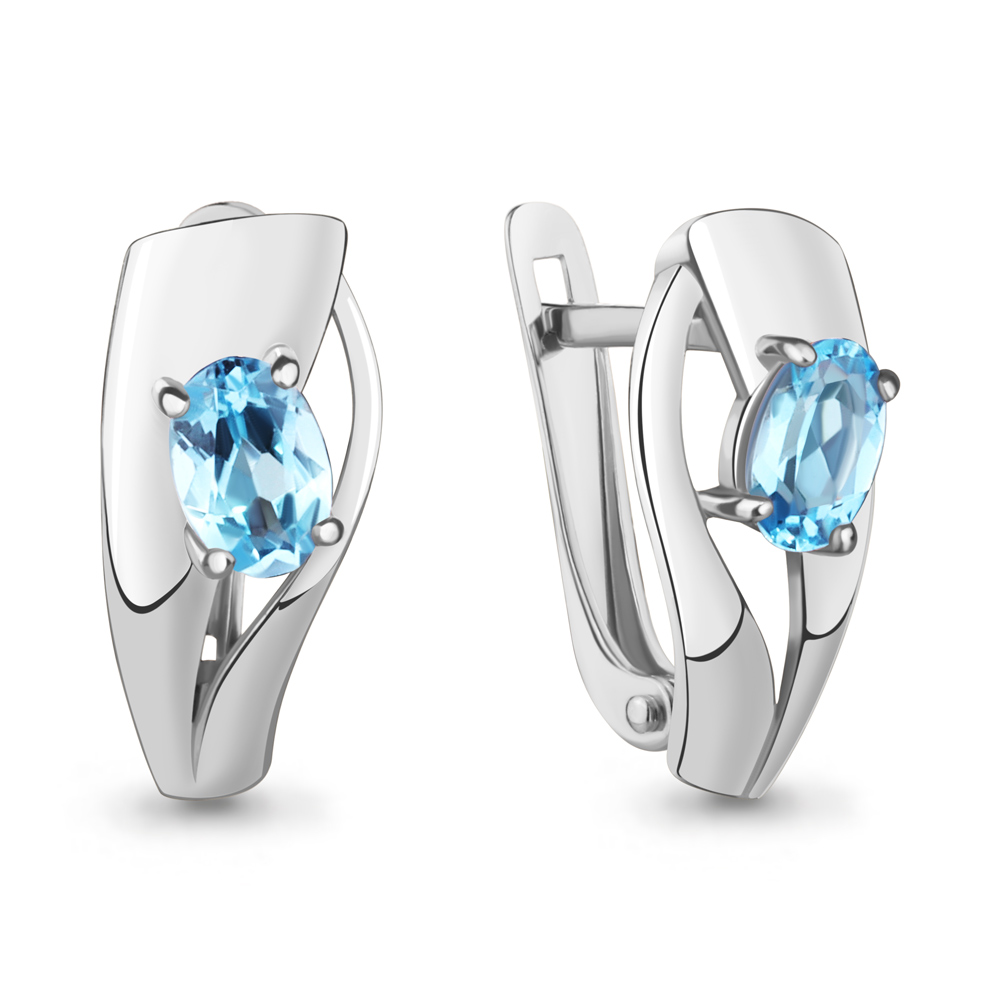 4780105 Серьги из Серебра с топазами свисс блю