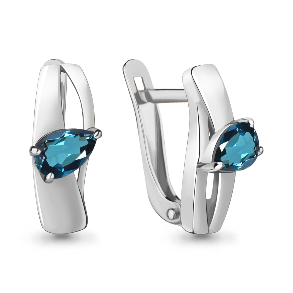 4780408 Серьги из Серебра с топазами лондон блю