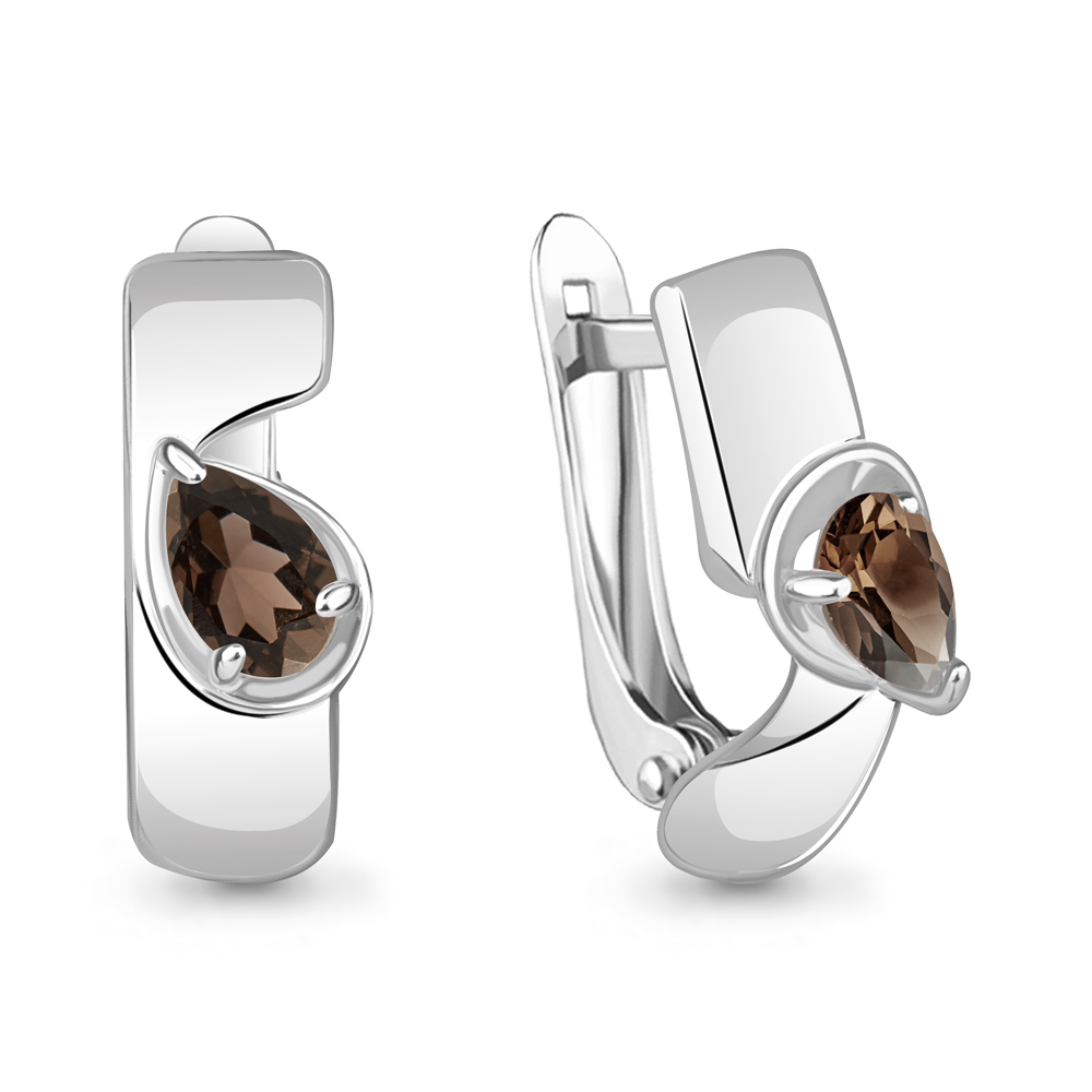 4780501 Серьги из Серебра с кварцами дымчатыми