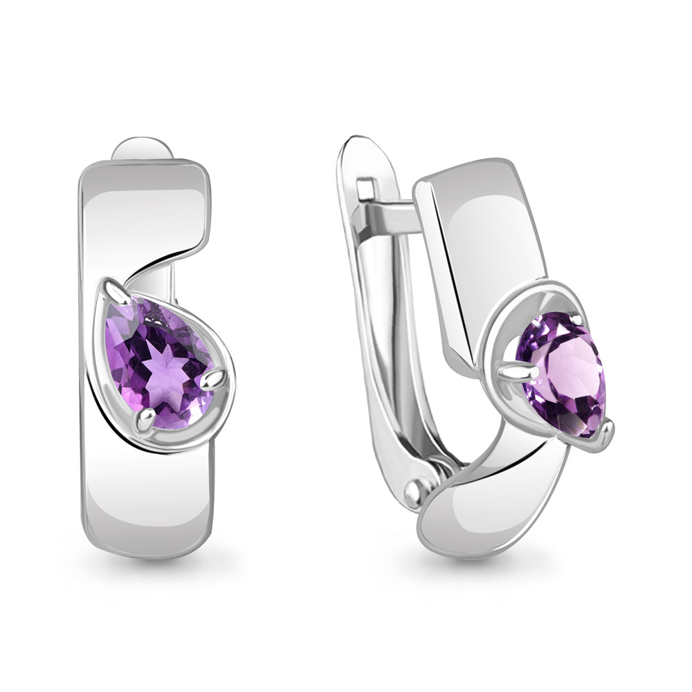 4780504 Серьги из Серебра с аметистами