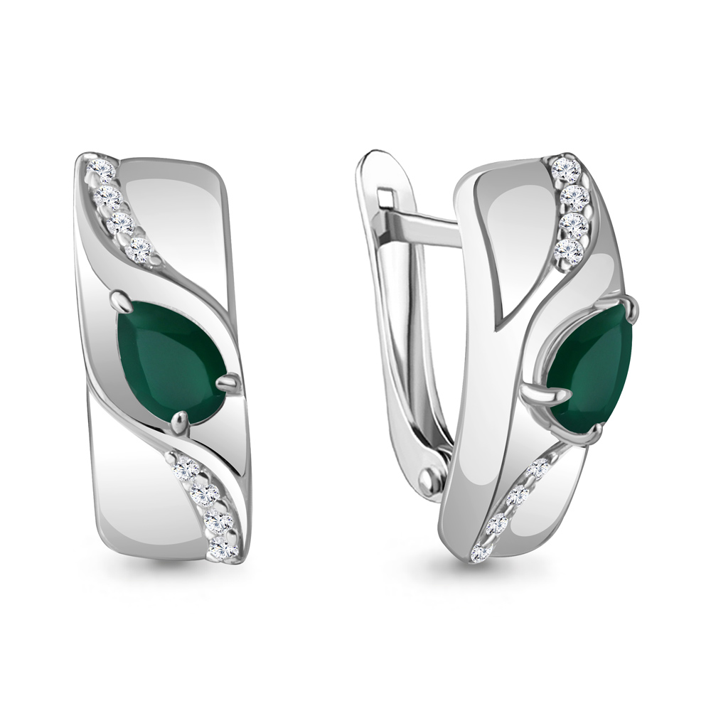 4781309А Серьги из Серебра с агатами, фианитами