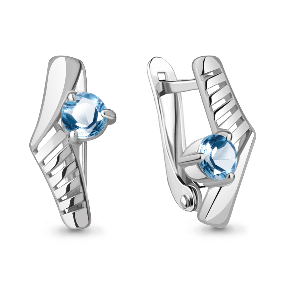 4781405 Серьги из Серебра с топазами свисс блю