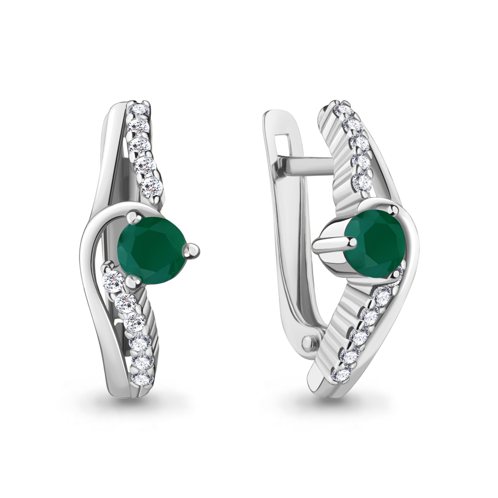 4781709А Серьги из Серебра с агатами, фианитами