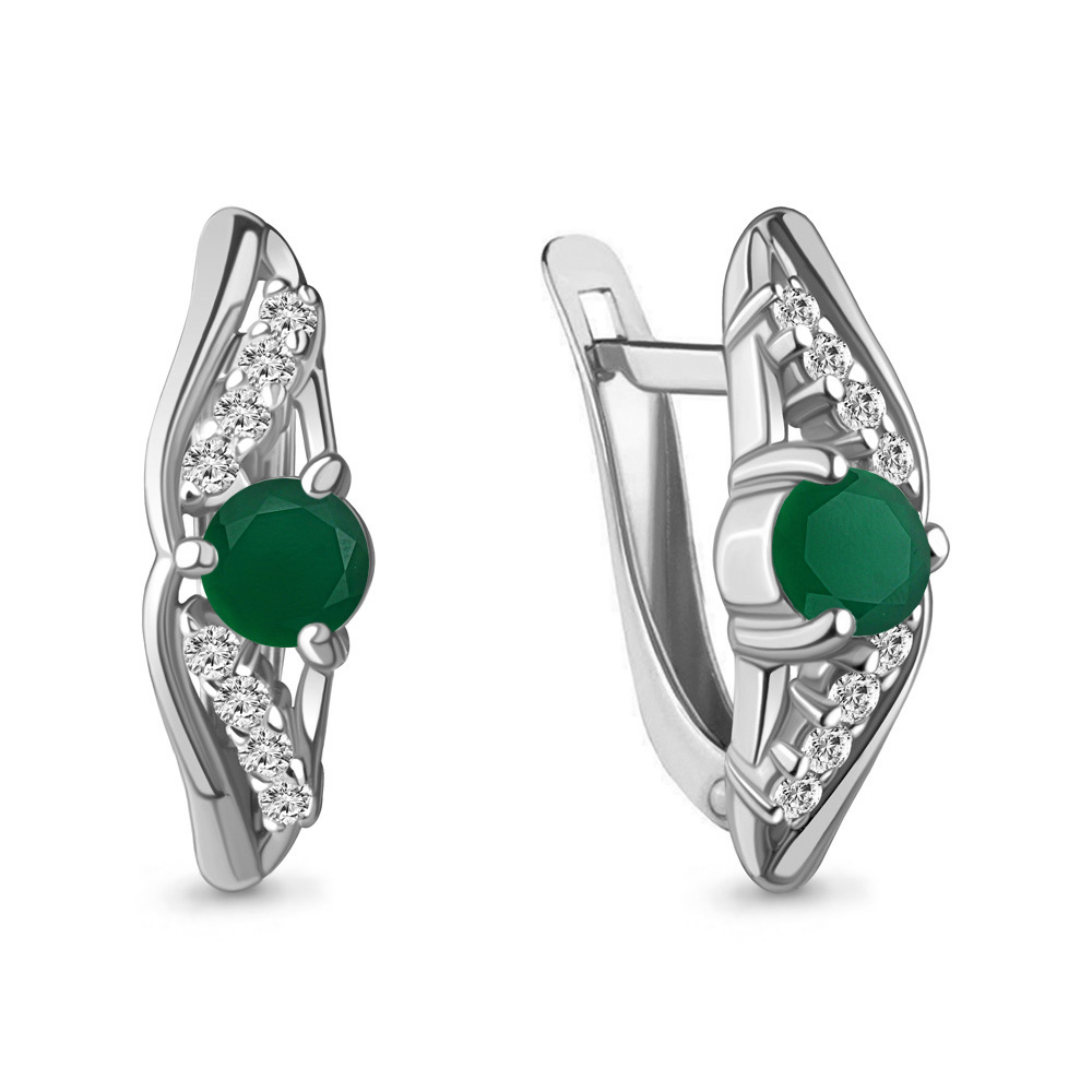 4781809А Серьги из Серебра с агатами, фианитами
