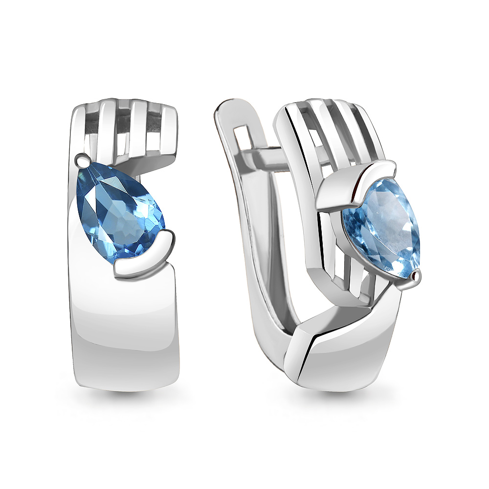 4781905 Серьги из Серебра с топазами свисс блю