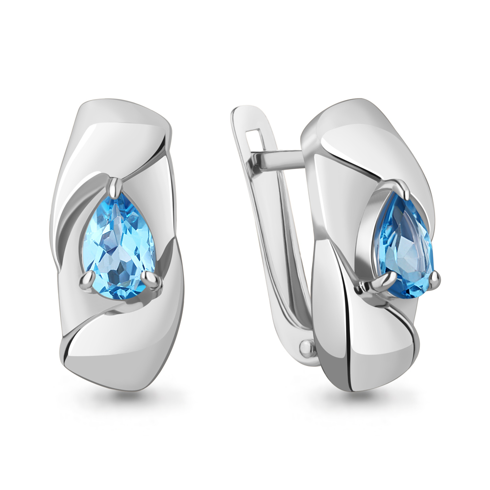 4782005 Серьги из Серебра с топазами свисс блю
