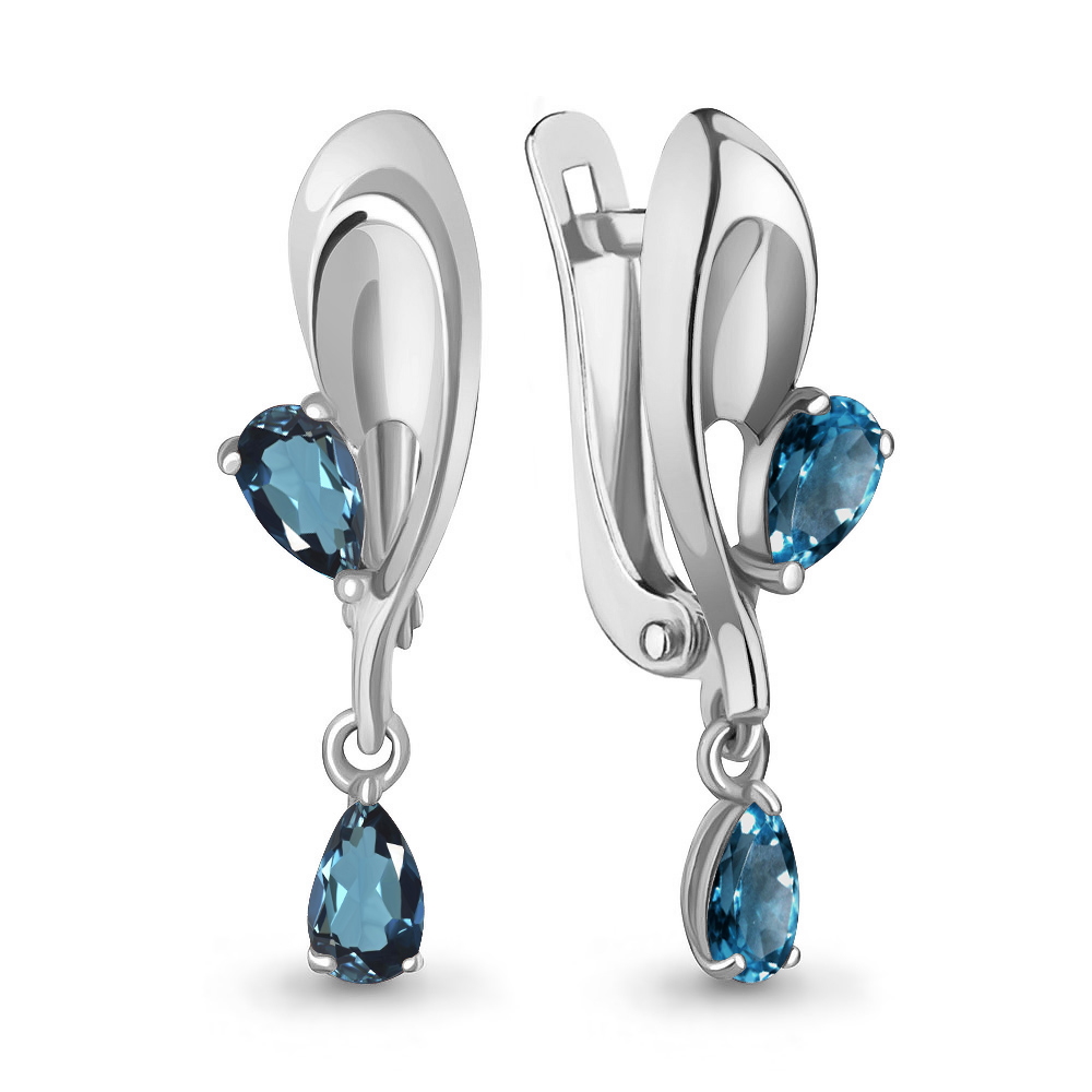 4782208 Серьги из Серебра с топазами лондон блю