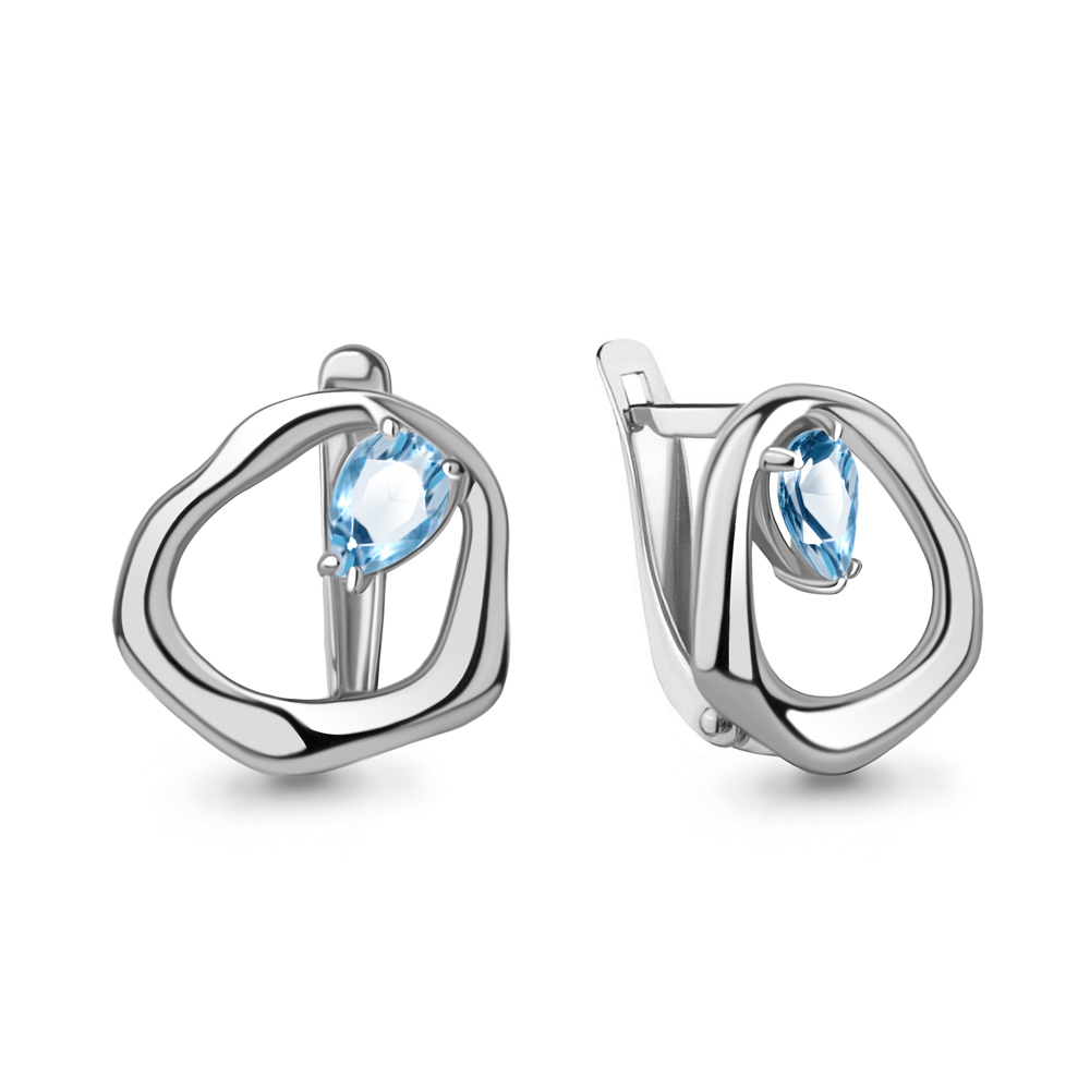 4782305 Серьги из Серебра с топазами свисс блю
