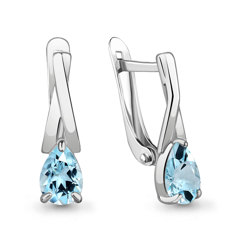 4782402 Серьги из Серебра с топазами скай блю