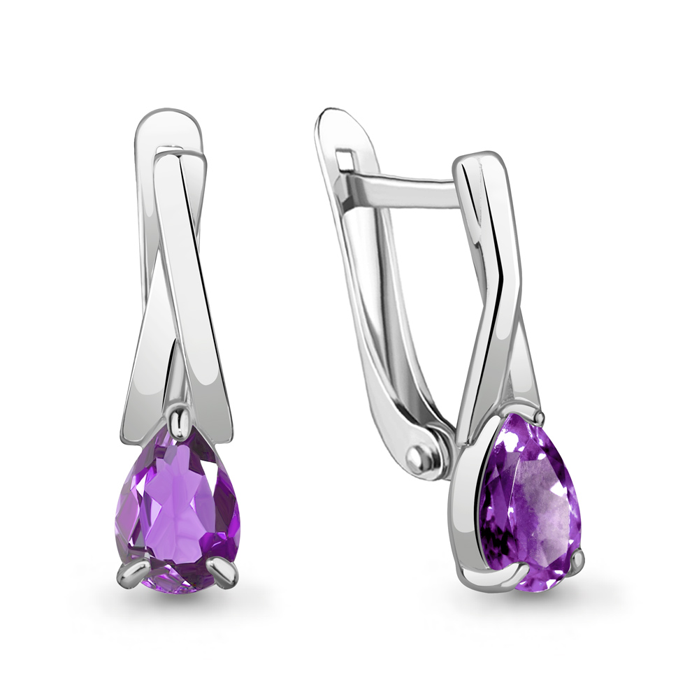 4782404 Серьги из Серебра с аметистами