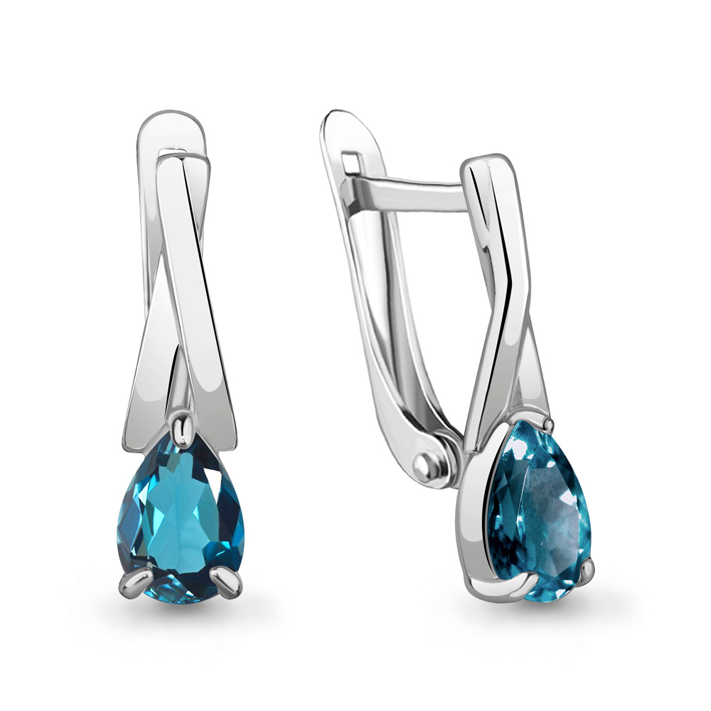 4782408 Серьги из Серебра с топазами лондон блю