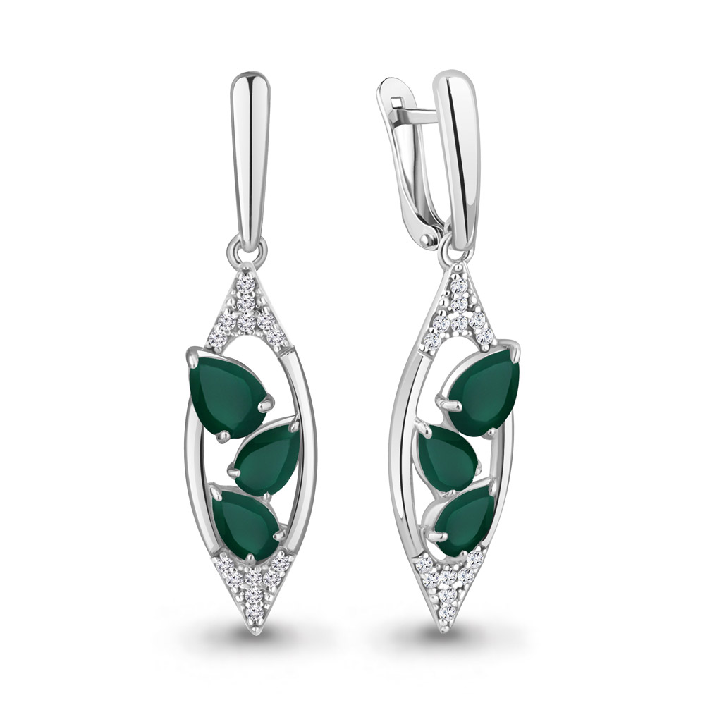 4782909А Серьги из Серебра с агатами, фианитами