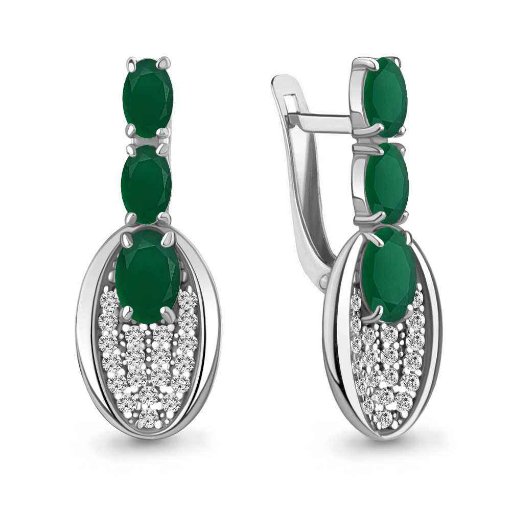 4783309А Серьги из Серебра с агатами, фианитами
