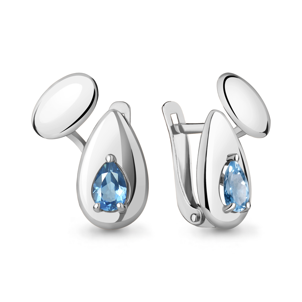 4783705 Серьги из серебра с топазами свисс блю