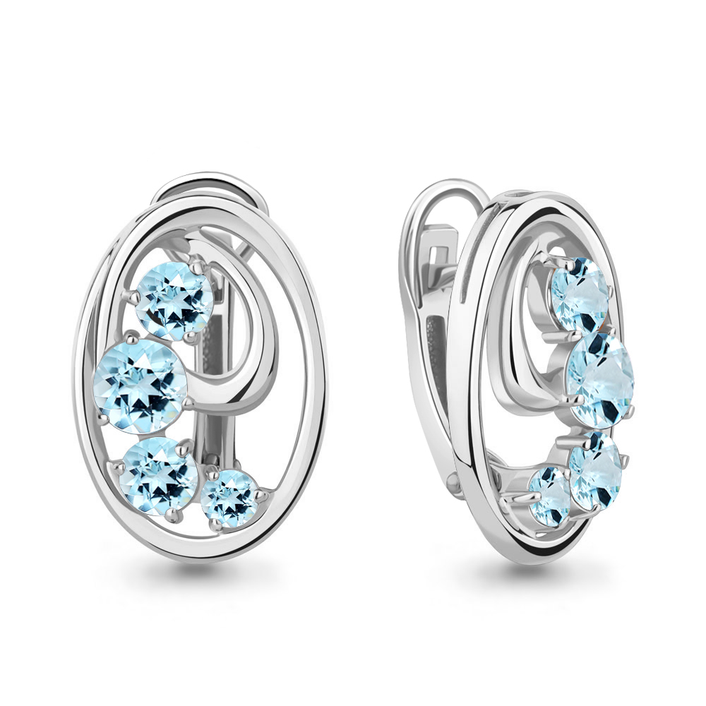 4784302 Серьги из Серебра с топазами скай блю