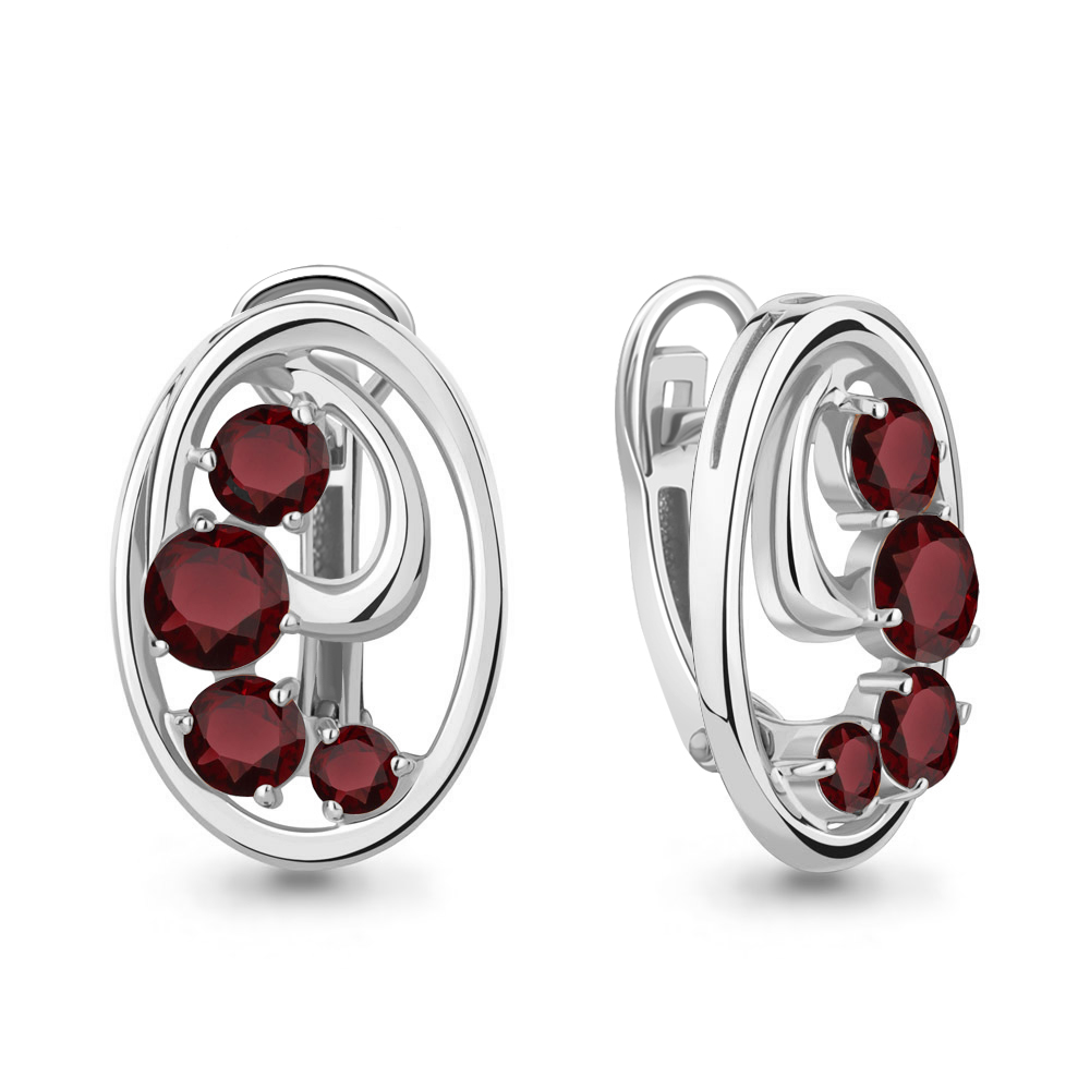 4784303 Серьги из Серебра с гранатами