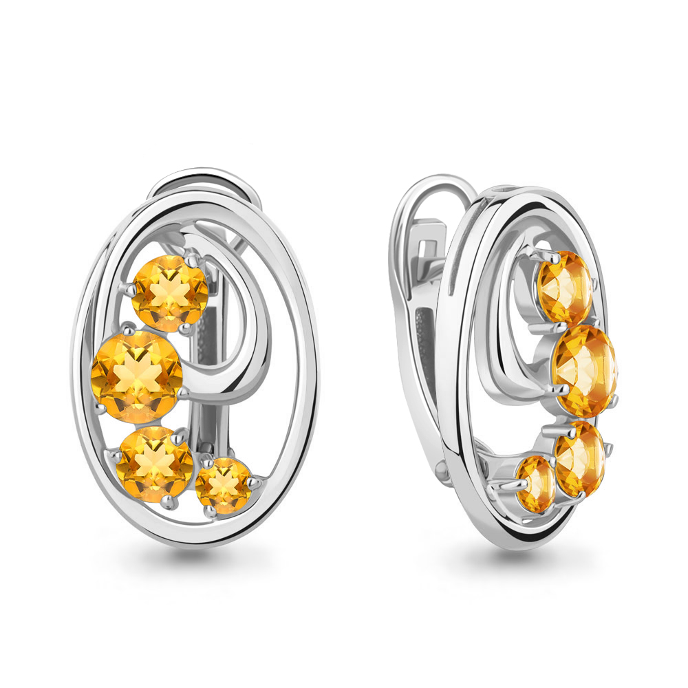 4784306 Серьги из Серебра с цитринами
