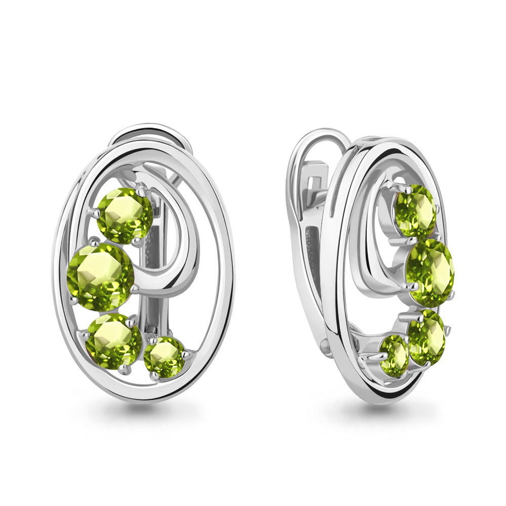 4784307 Серьги из Серебра с хризолитами