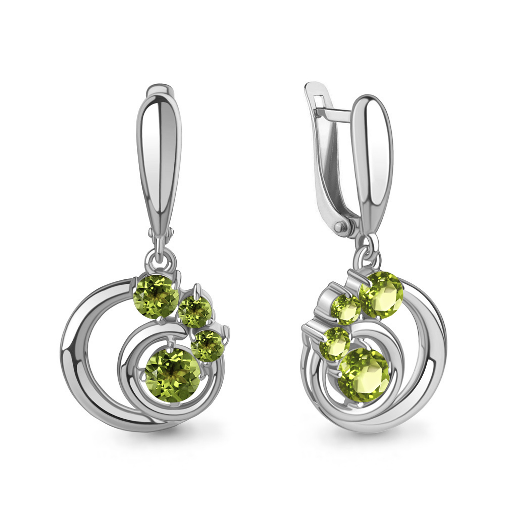 4784607 Серьги из Серебра с хризолитами