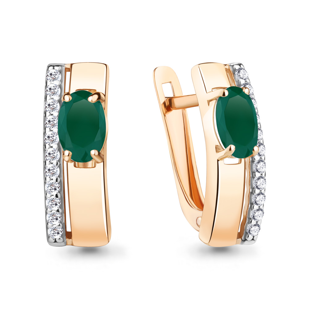 4785909А Серьги из Золота с агатами, фианитами