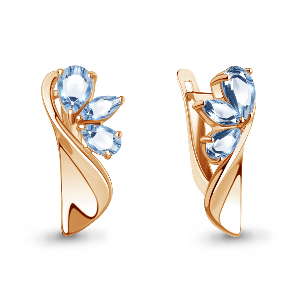 4786805 Серьги из Золота с топазами свисс блю