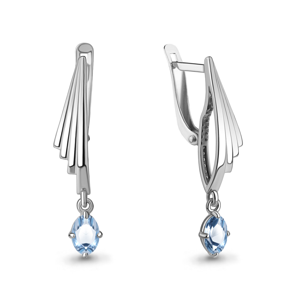 4787305 Серьги из Серебра с топазами свисс блю