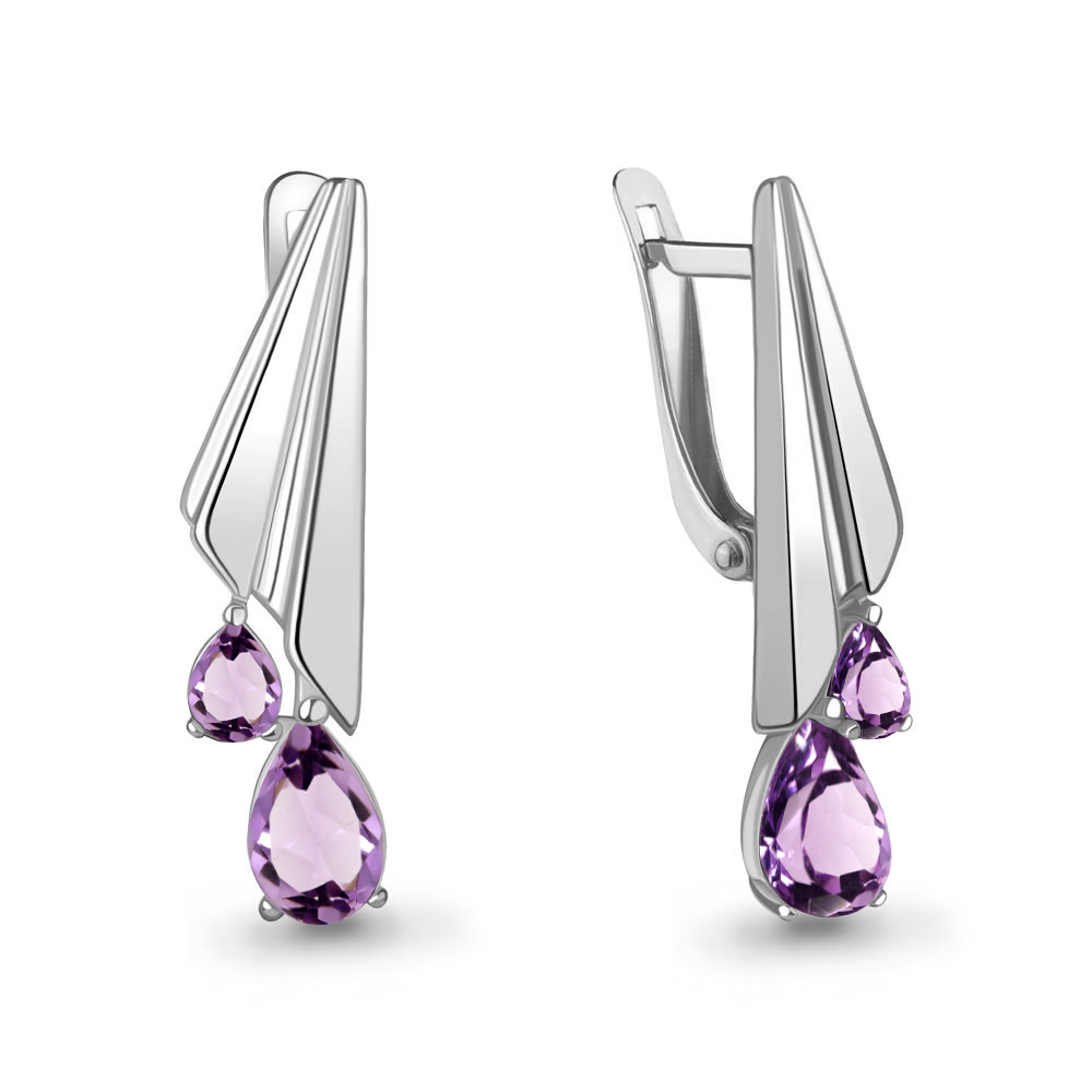 4788304 Серьги из Серебра с аметистами