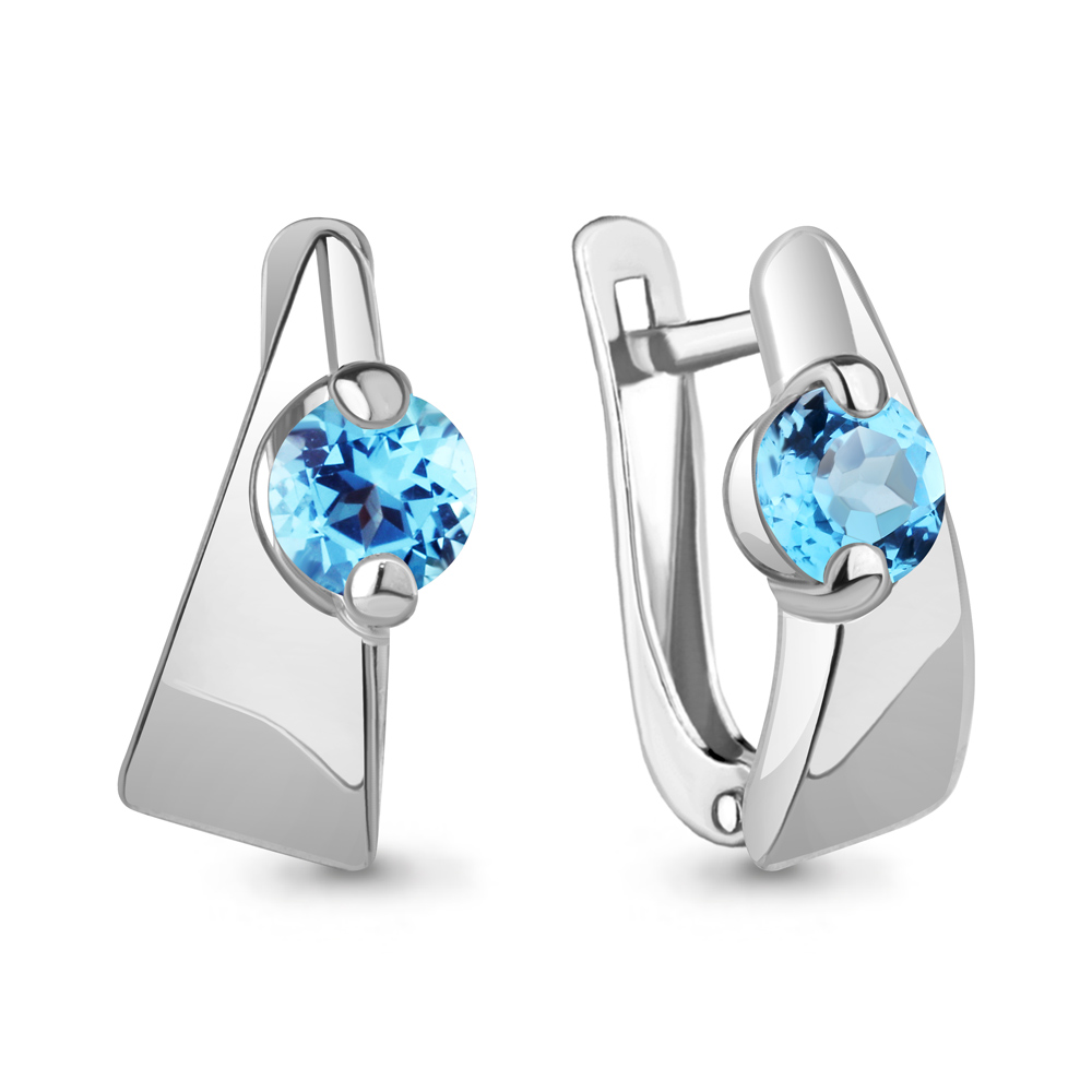 4789205 Серьги из Серебра с топазами свисс блю