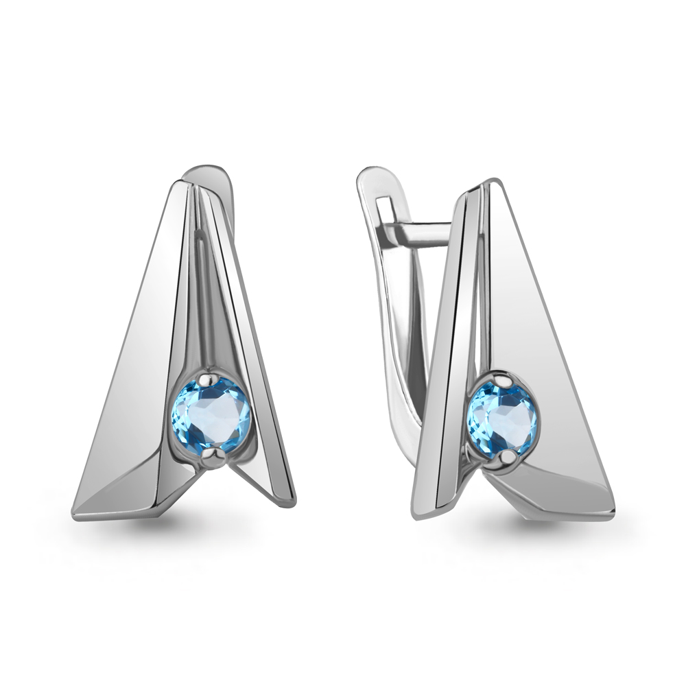 4789305 Серьги из Серебра с топазами свисс блю