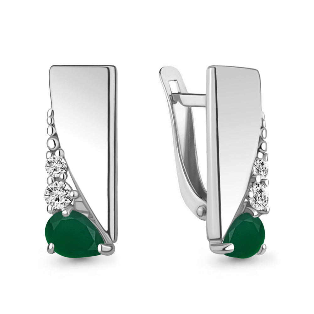 4790409А Серьги из Серебра с агатами, фианитами