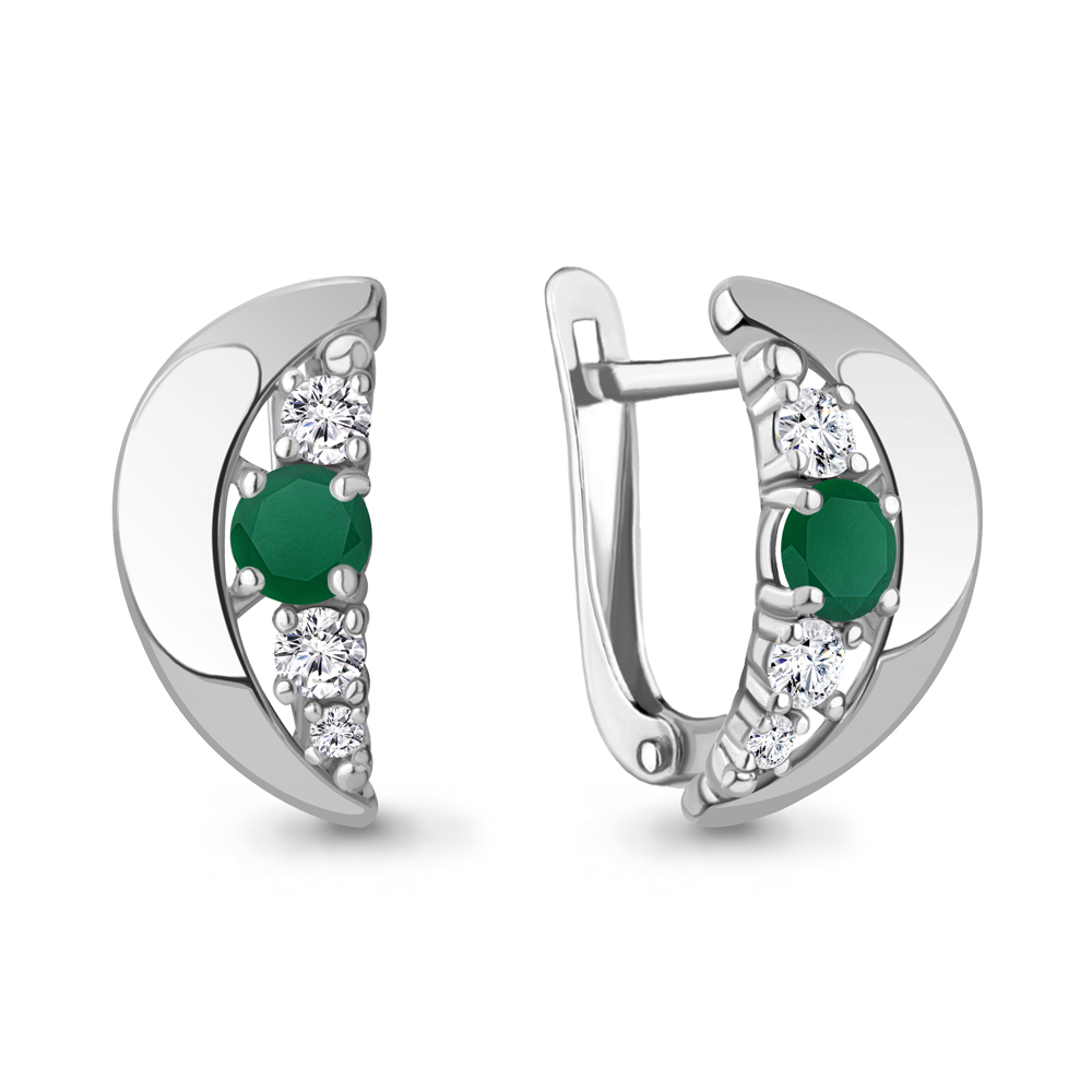4790509А Серьги из Серебра с агатами, фианитами