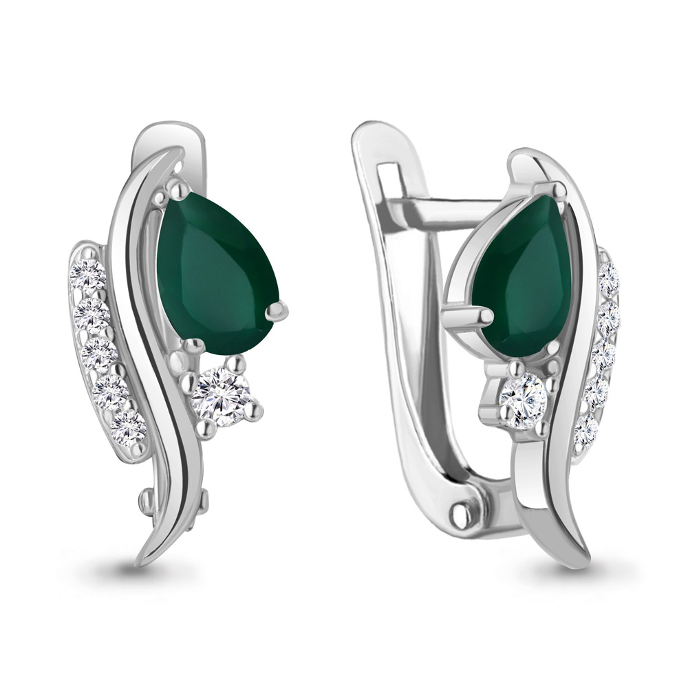 4791009А Серьги из Серебра с агатами, фианитами