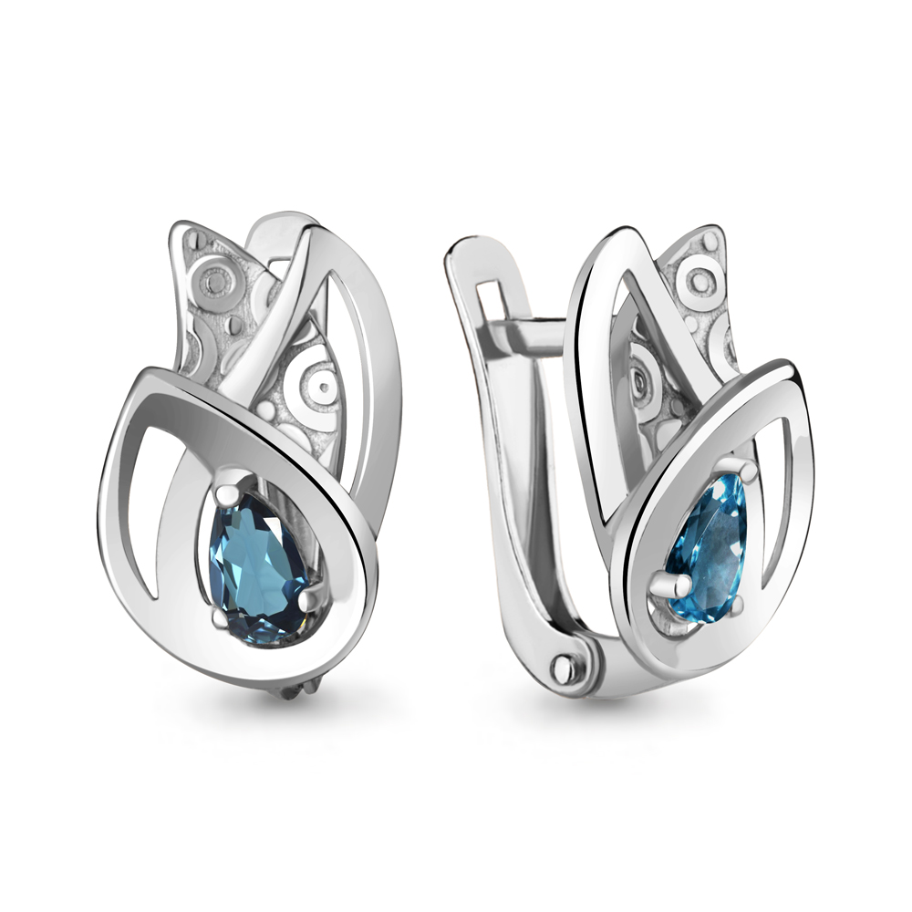 4791208 Серьги из Серебра с топазами лондон блю