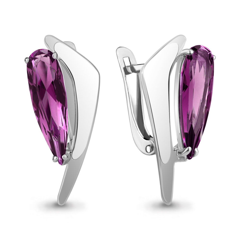 4791584 Серьги из Серебра с наноаметистами иск.