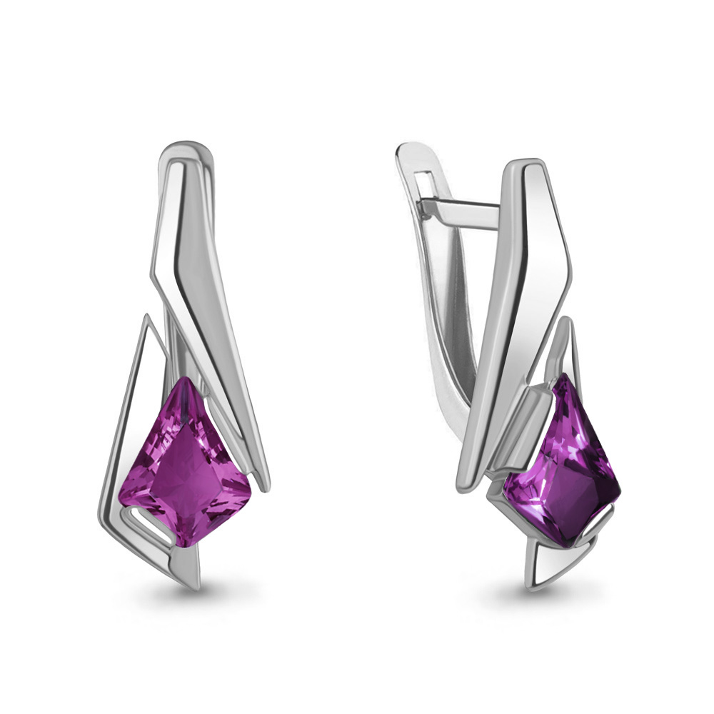 4792484 Серьги из Серебра с наноаметистами иск.