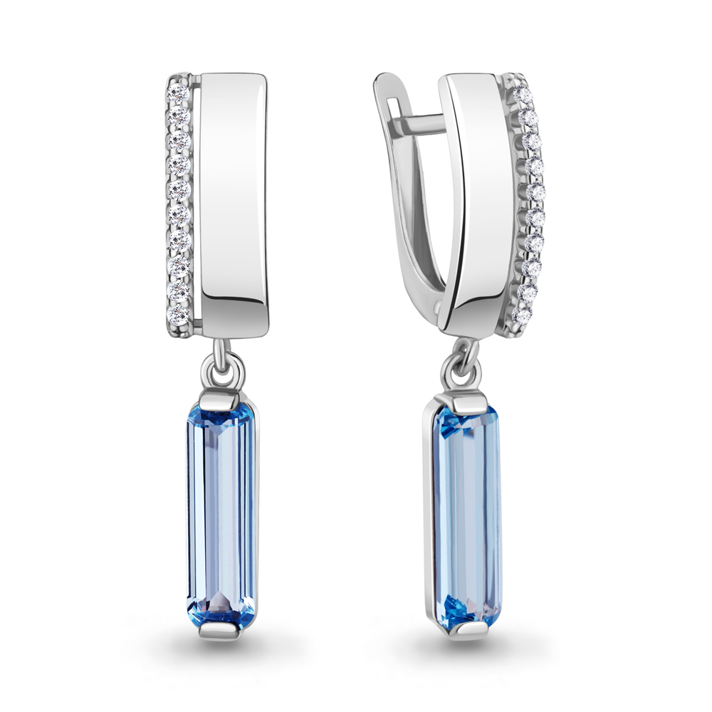 4792592А Серьги из Серебра с нанотопазами свисс, фианитами